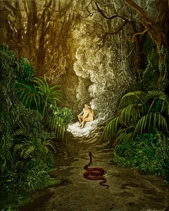 Paradiso perduto, di Milton: Il serpente si avvicina da Gustave Dore